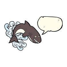 cartoon shark with speech bubble N30