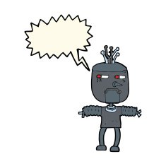 cartoon robot with speech bubble N141