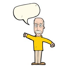 cartoon angry old man with speech bubble N110