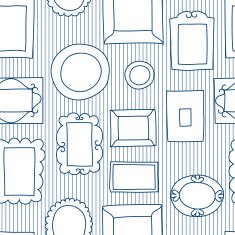 Gallery wall frames on a striped seamless pattern vector
