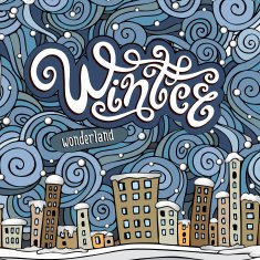 winter fairytale town card