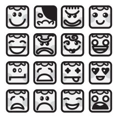 Set of 16 smiley faces people characters