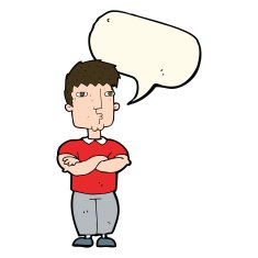 cartoon man with crossed arms speech bubble N23