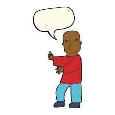 cartoon tough man with speech bubble N16
