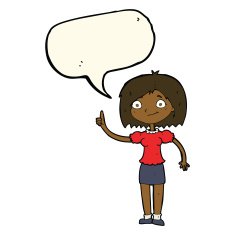 cartoon woman with idea speech bubble N191
