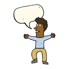 cartoon startled man with speech bubble N34