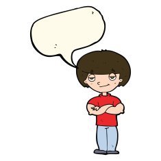 cartoon smug looking man with speech bubble N7