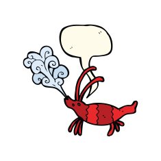 cartoon shrimp with speech bubble N25