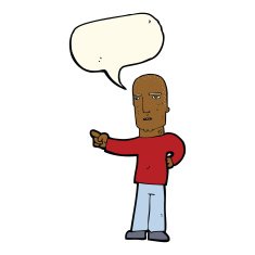 cartoon tough guy pointing with speech bubble N8