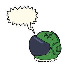 cartoon astronaut helmet with speech bubble N24