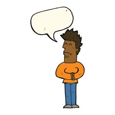 cartoon nervous man with speech bubble N107