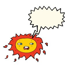 cartoon sad sun with speech bubble N7