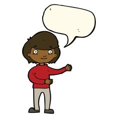 cartoon happy person with speech bubble N22