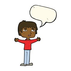 cartoon nervous man with speech bubble N109