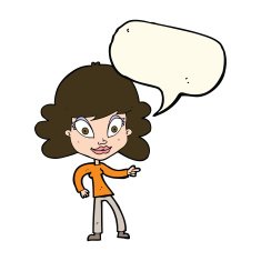 cartoon woman pointing with speech bubble N170