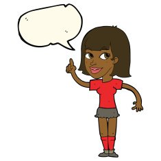 cartoon pretty girl with idea speech bubble N21