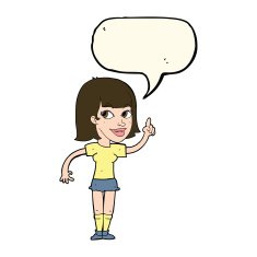 cartoon pretty girl with idea speech bubble N22
