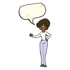 cartoon woman waving with speech bubble N270