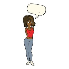 cartoon attractive girl with speech bubble N14