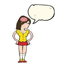 cartoon intelligent woman with speech bubble N15