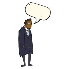 cartoon bad tempered man with speech bubble N7