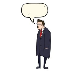cartoon bad tempered man with speech bubble N8