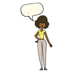 cartoon pretty woman with speech bubble N205