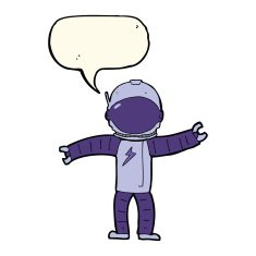 cartoon astronaut with speech bubble N93
