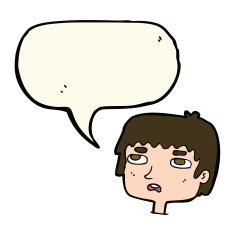 cartoon unhappy face with speech bubble N14