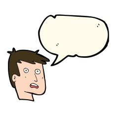 cartoon unhappy face with speech bubble N16