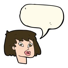 cartoon pretty female face with speech bubble N78