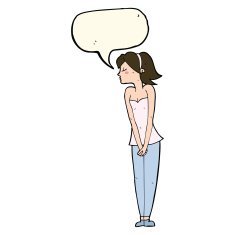 cartoon pretty woman with speech bubble N210