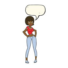 cartoon pretty woman with speech bubble N211