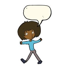 cartoon surprised man walking with speech bubble N6