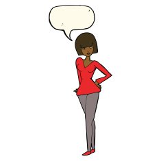 cartoon pretty woman with speech bubble N213