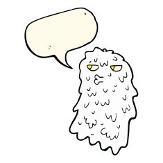 cartoon gross ghost with speech bubble N36