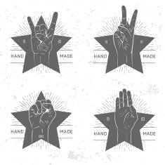 Badge symbol or logotype with hand N7