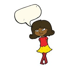 cartoon clever girl with speech bubble N7