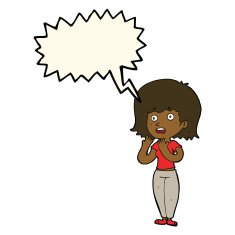 cartoon shocked woman with speech bubble N79