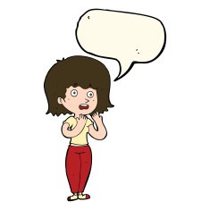 cartoon shocked woman with speech bubble N80