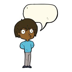 cartoon impressed boy with speech bubble N7
