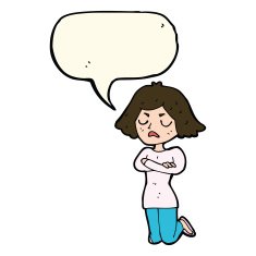 cartoon annoyed woman with speech bubble N143