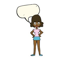 cartoon surprised woman with speech bubble N192