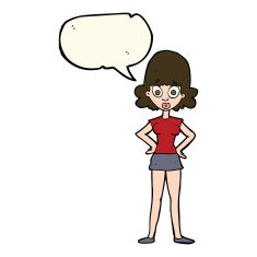 cartoon surprised woman with speech bubble N193