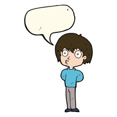 cartoon impressed boy with speech bubble N8