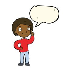 cartoon boy with idea speech bubble N59