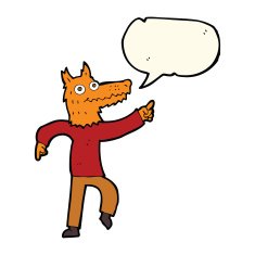 cartoon fox man with speech bubble N38