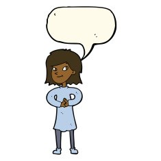 cartoon happy woman with speech bubble N195