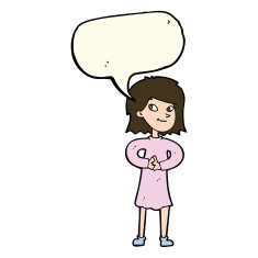 cartoon happy woman with speech bubble N196