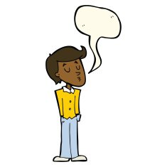 cartoon calm man with speech bubble N7